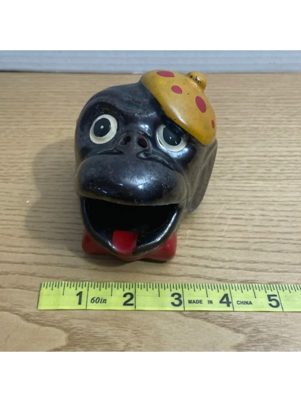 Vtg Smoking Monkey Figural Ashtray Redware Clay Japan 1950s Mid Century MCM